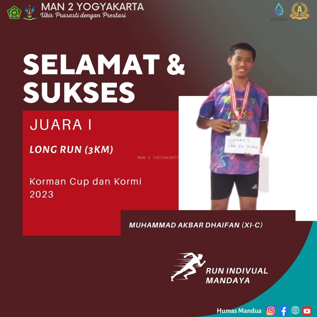 Muhammad Akbar, Siswa MAN 2 Yogyakarta Juara 1 Atletik Nasional 2023