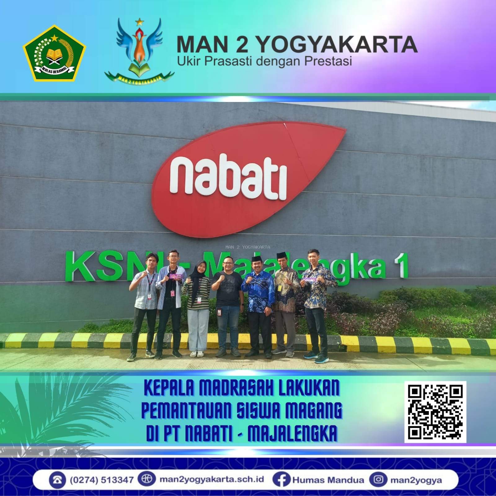 Kepala MAN 2 Yogyakarta Lakukan Pemantauan Siswa Magang di PT Nabati Majalengka