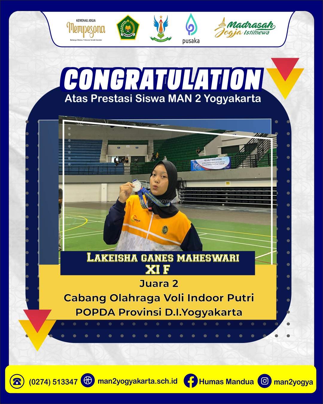 Lakeisha Ganes, Siswa MAN 2 Yogyakarta Juara 2 Cabor Voli POPDA DIY