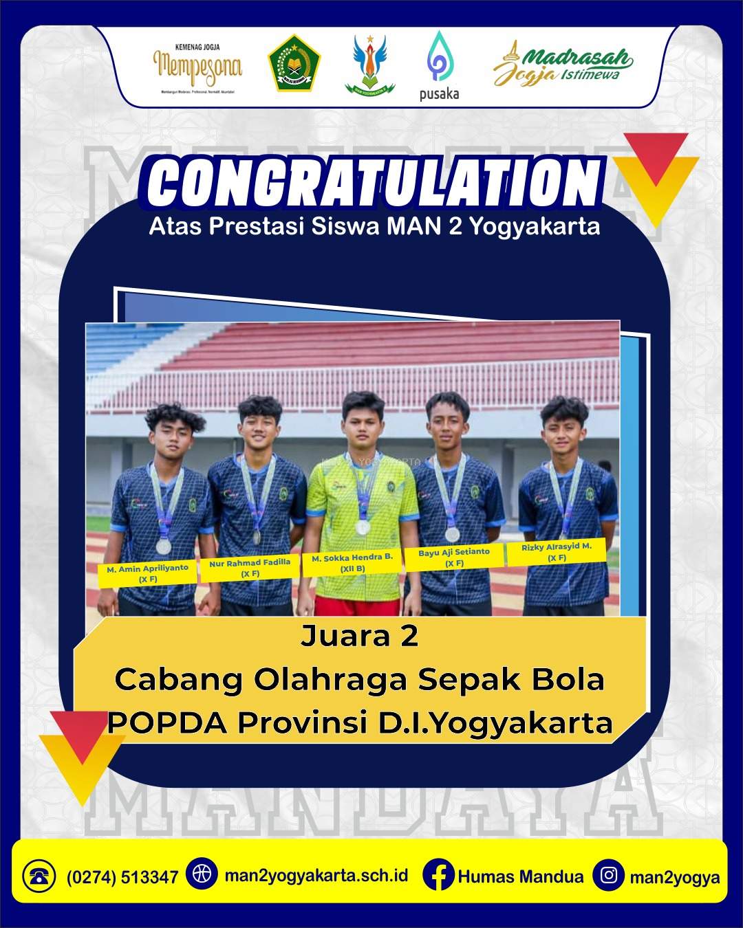 Siswa KKO MAN 2 Yogyakarta Juara 2 Sepak Bola POPDA DIY 2024