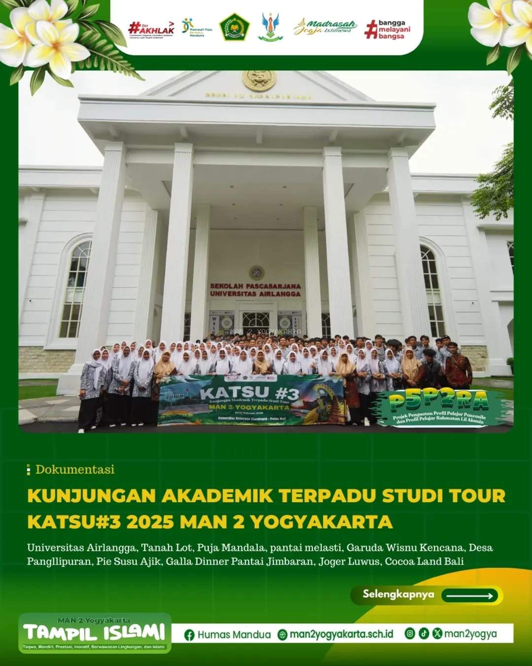 Kembangkan Toleransi Sosial, MAN 2 Yogyakarta Adakan KATSu#3 ke Surabaya-Bali