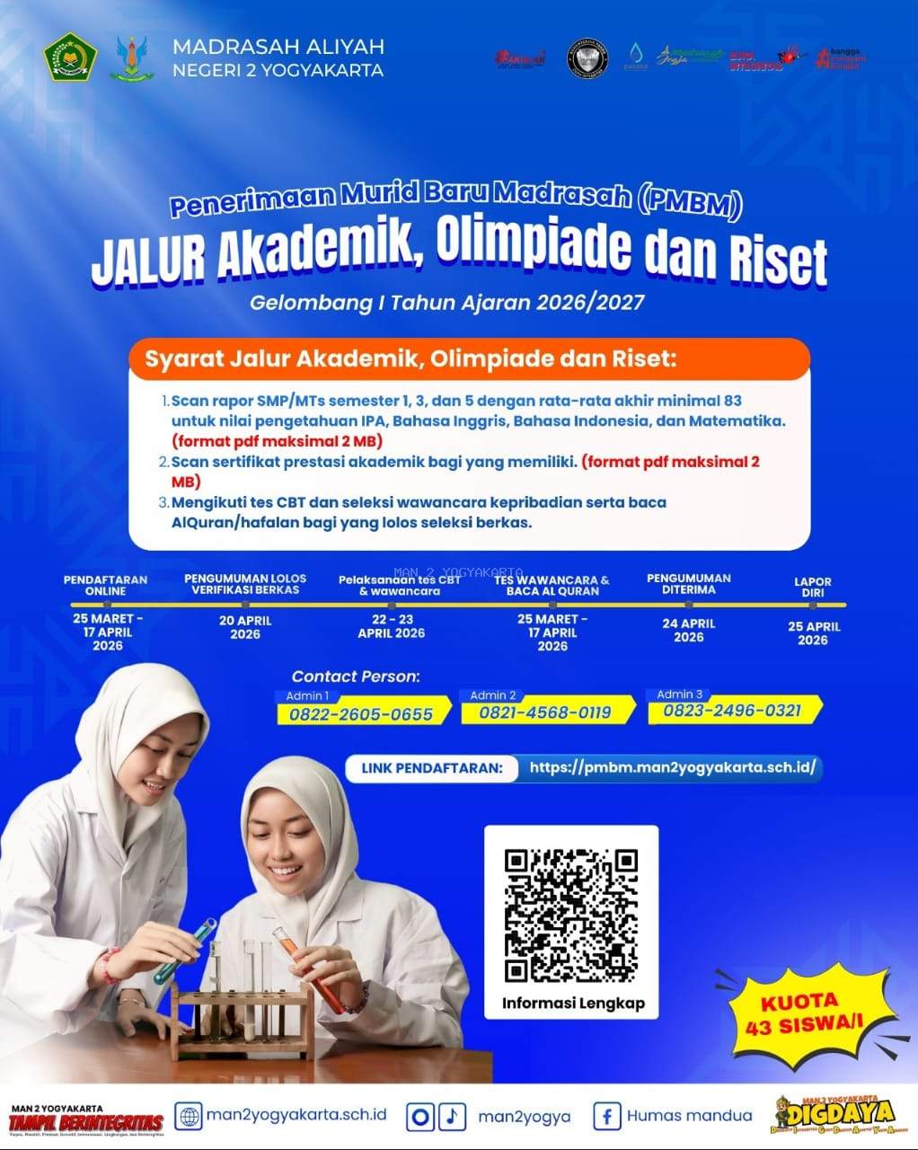 Dibuka 25 Maret, Jalur Akademik, Olimpiade, dan Riset MAN 2 Yogyakarta Jadi Andalan PMBM 2026