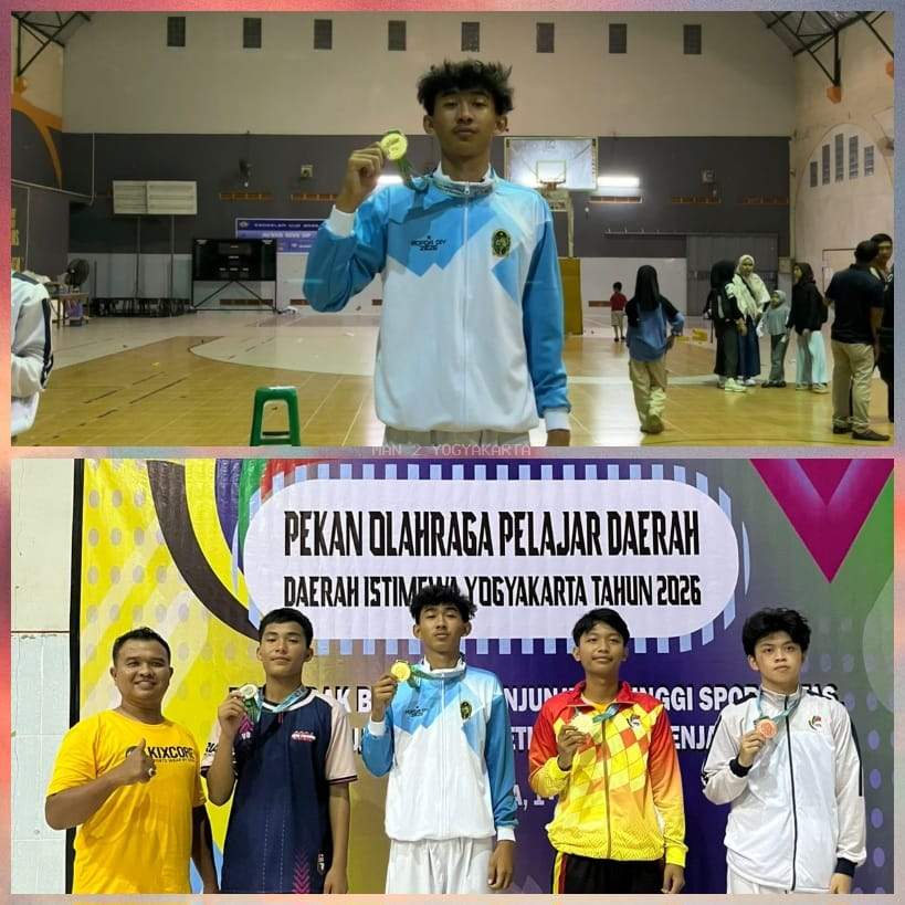 Sabet emas Taekwondo di POPDA: Farel Fardoni Harumkan Nama MAN 2 Yogyakarta.